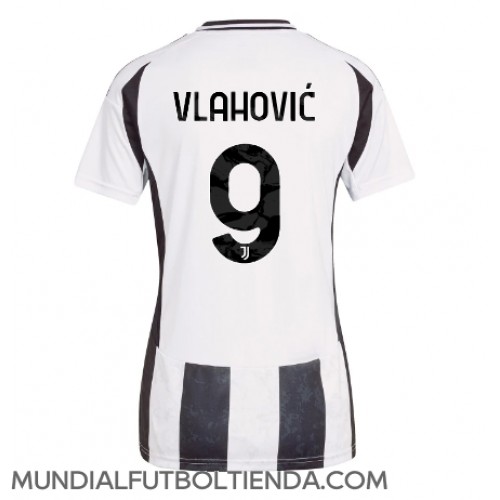 Camiseta Juventus Dusan Vlahovic #9 Primera Equipación Replica 2024-25 para mujer mangas cortas